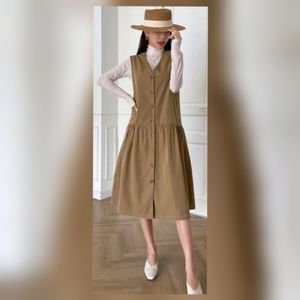 NEW: Button Front Ruffle Hem Smock Dress.